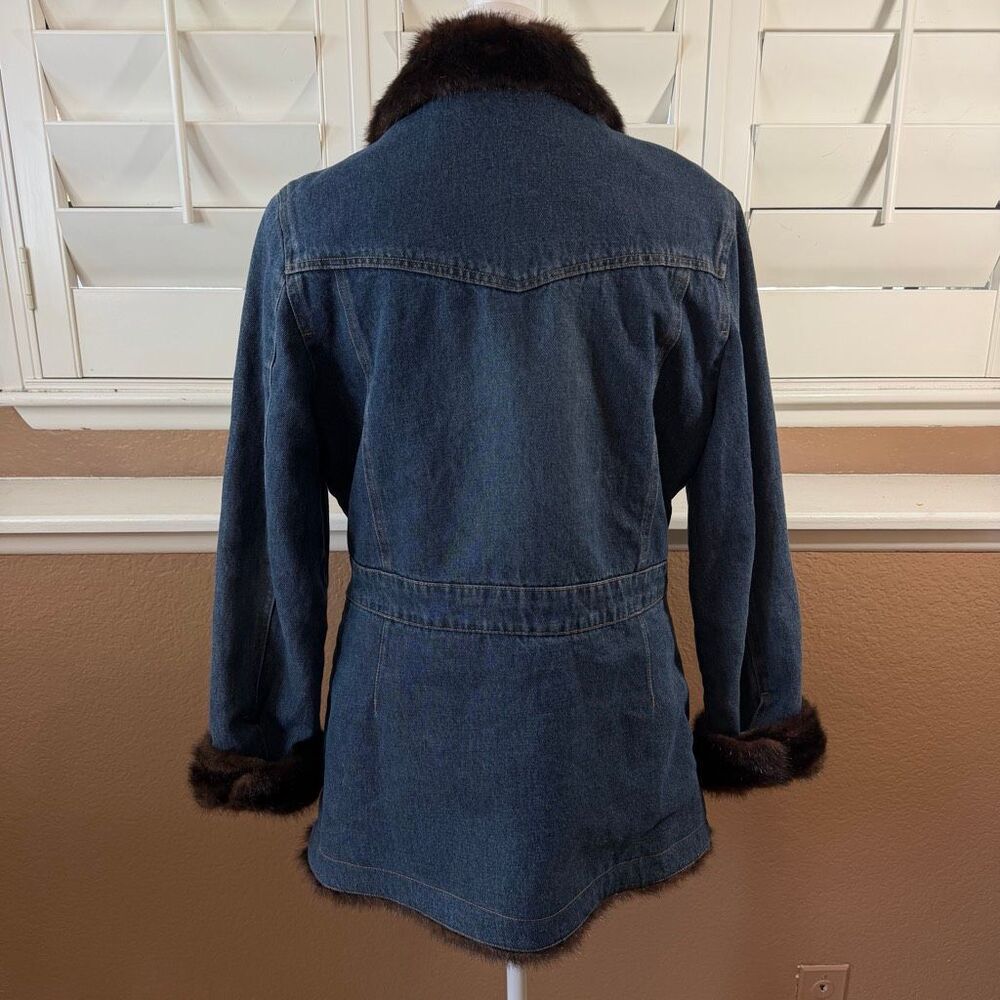 Vintage Marvin Richard’s Fur Lined Denim Jacket Blue Jean Sz M Penny Lane Chic - Picture 5 of 7